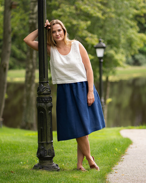 Linnen Korte Top Ana Zuiver Wit