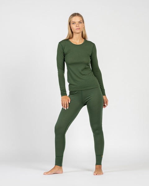Women's 160 Long Sleeve &amp; Bottoms 2-Piece Dark Green