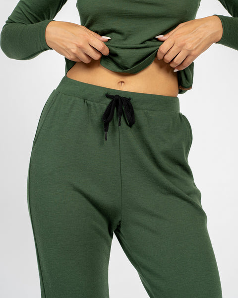 Women's 250 Merino Sweatpants Dark Green
