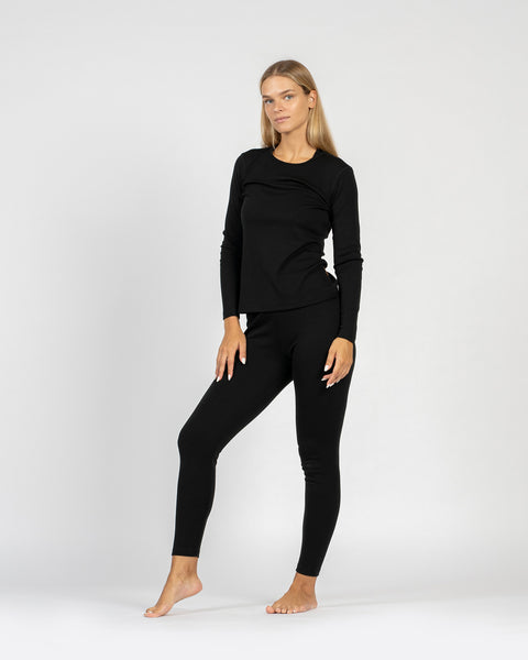 Women's 250 Long Sleeve &amp; Leggings 2-Piece Black
