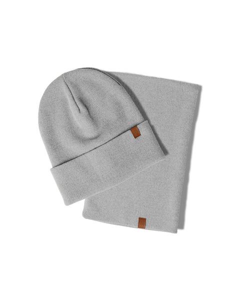 Women's Knitted Beanie &amp; Gaiter 2-Piece Set light gray