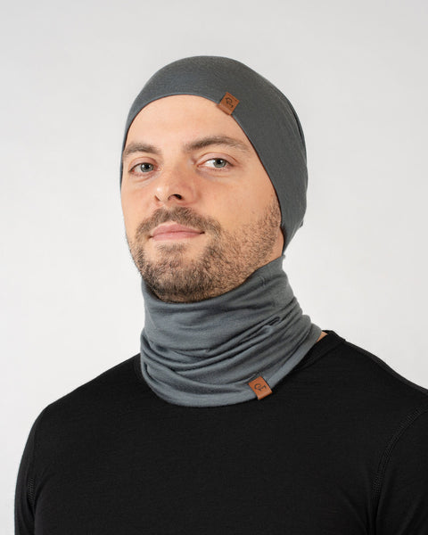 Men's Merino Beanie &amp; Gaiter 2-Piece Perfect Grey