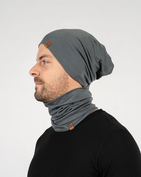 Men's Merino Beanie &amp; Gaiter 2-Piece Perfect Grey
