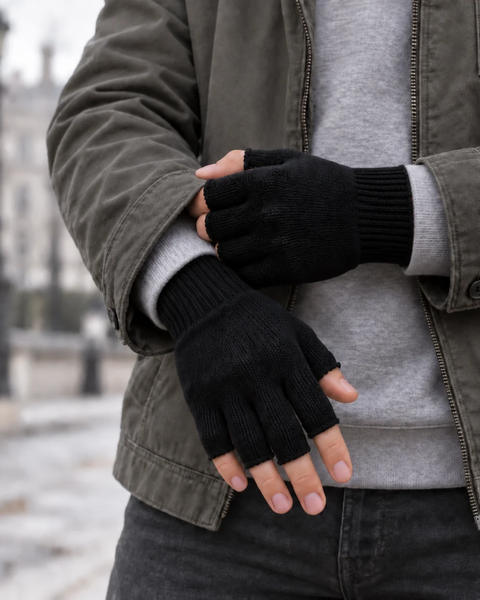 Warme vingerloze merinohandschoenen voor heren