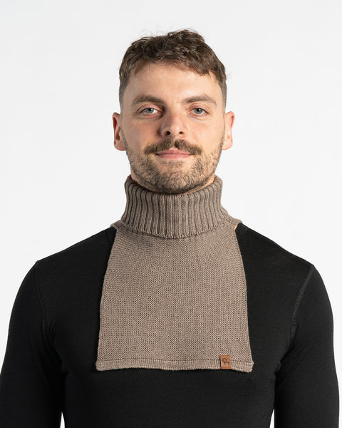 Men's Knit Dickie Neck Warmer Merino Brown Front