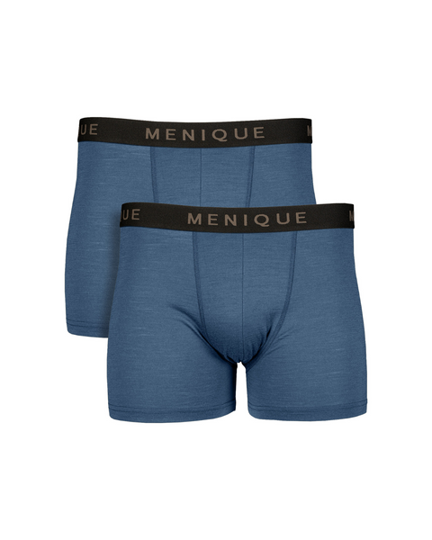 Men’s merino wool boxer shorts 2-pack in denim blue – lightweight, odor-resistant men’s underwear with stretch and comfort fit.
