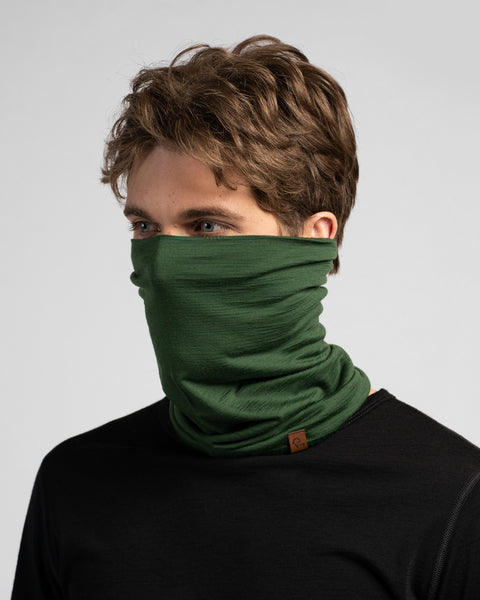 Heren 160gsm Merino Actieve Nekwarmer Donkergroen