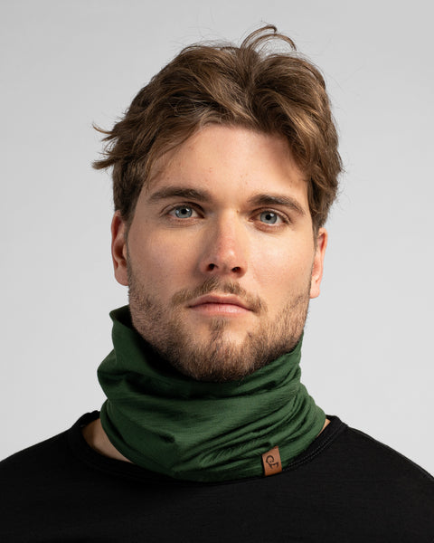 Heren 160gsm Merino Actieve Nekwarmer Donkergroen