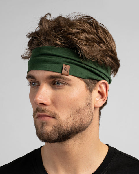 Heren 160gsm Merino Hardloop Hoofdband Donkergroen