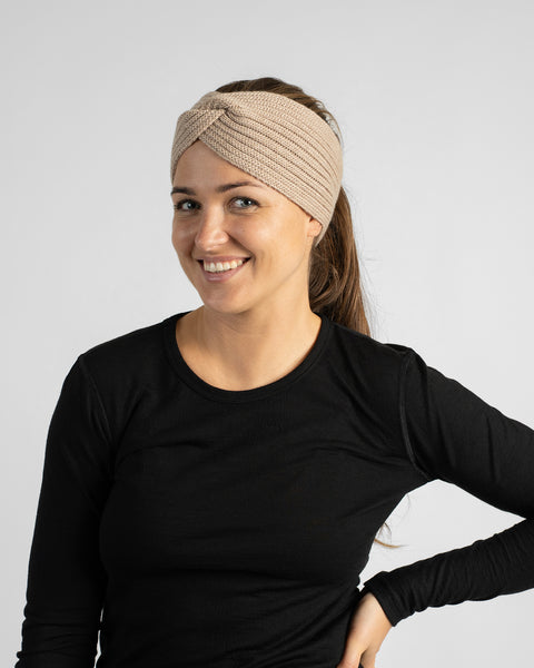 Warme en zachte geribde merino gebreide hoofdband voor dames