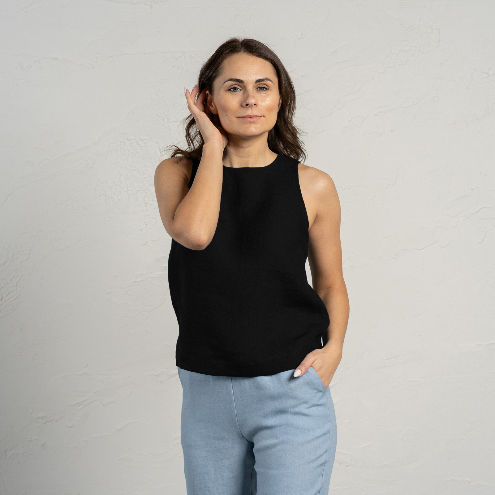 Top met hoge hals Nina Mistig Blauw