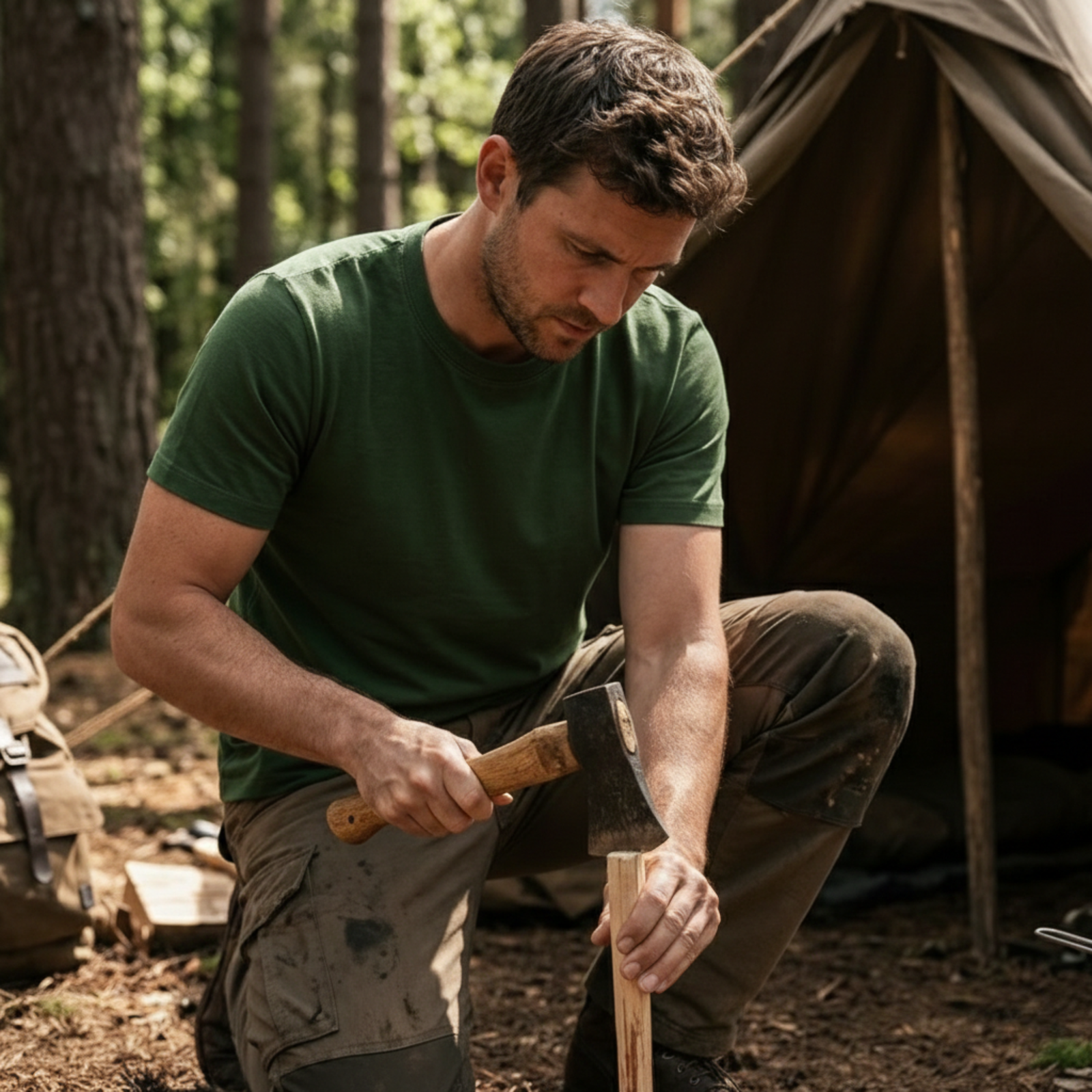 Man draagt een t-shirt met gewone pasvorm van 100% merinowol in zwarte kleur