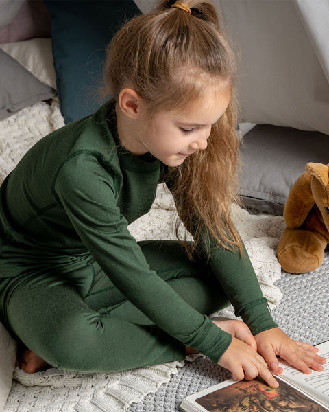 Kinderbroek 160 Merinowol Donkergroen