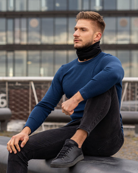 Men's Merino Neck Gaiter / Face Mask Black