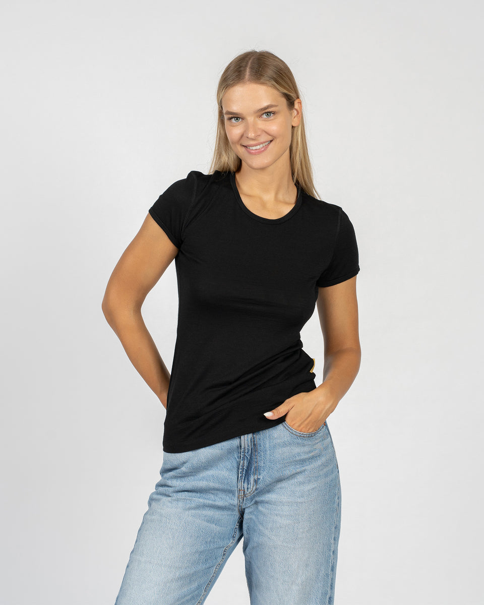 Dames 160 Merino T-shirt Zwart