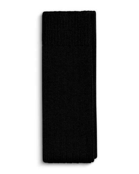 Black knit leg warmer on a white background