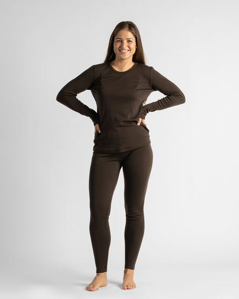Thermoshirt met lange mouwen voor dames 250 Chocoladebruin