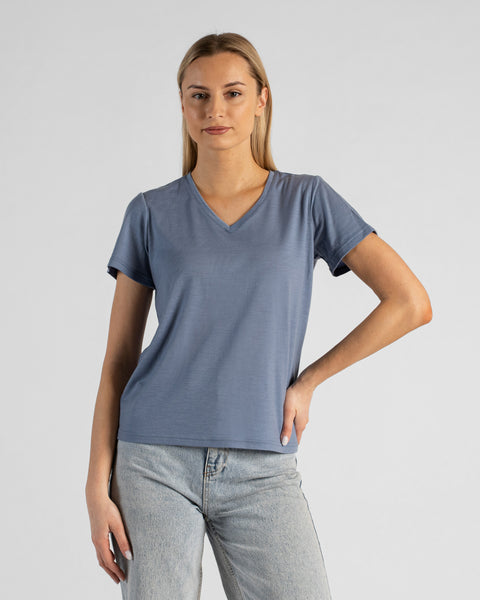 Dames Merino Regular Fit V-hals T-shirt