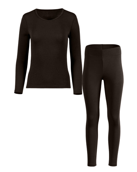 2-delige set voor dames: 250-shirt met lange mouwen en legging Chocoladebruin