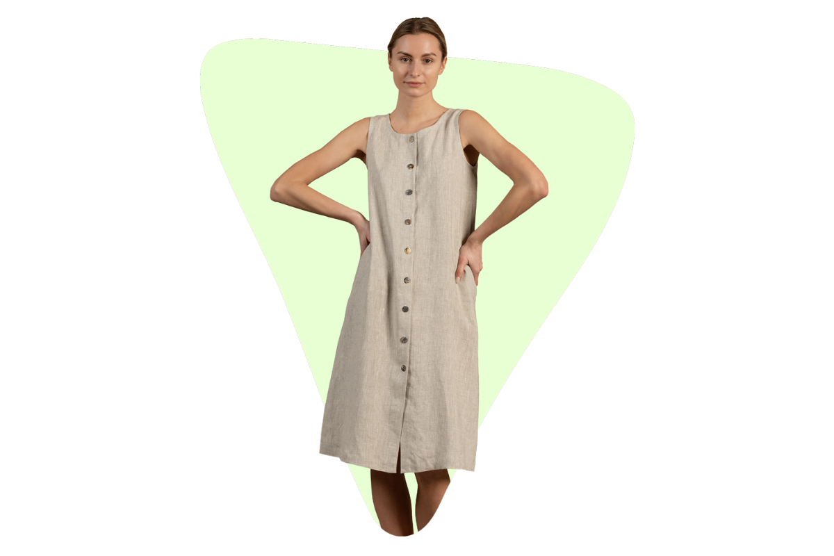 Linnenkleding voor vrouwen, welke soorten jurken draag je als je een omgekeerde driehoekvorm hebt
