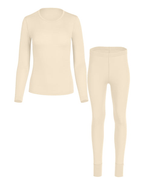 Women's 160 Long Sleeve &amp; Bottoms 2-Piece Natural