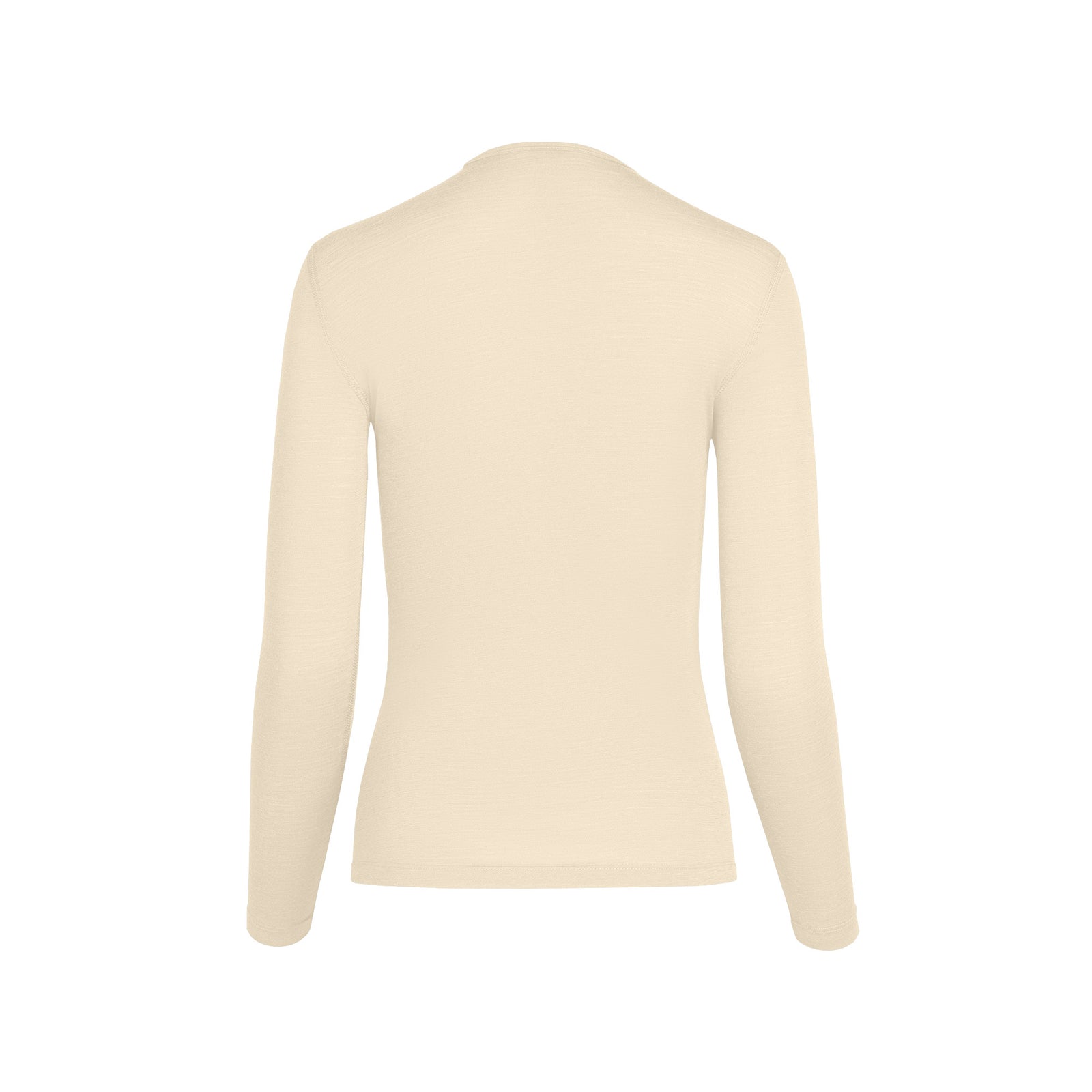 menique Dames Merino 160 Lange Mouw Rond Hals Natuurlijke Kleur