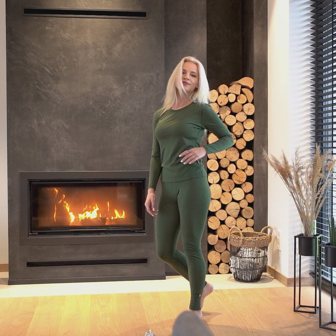 Women's 160 2-Piece Base Layer Set Dark Green