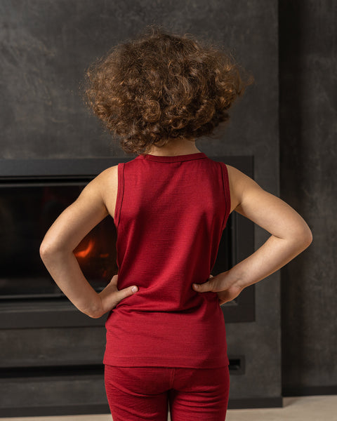 Kids Merino 160 Set of Tank Top &amp; Bottom Royal Cherry