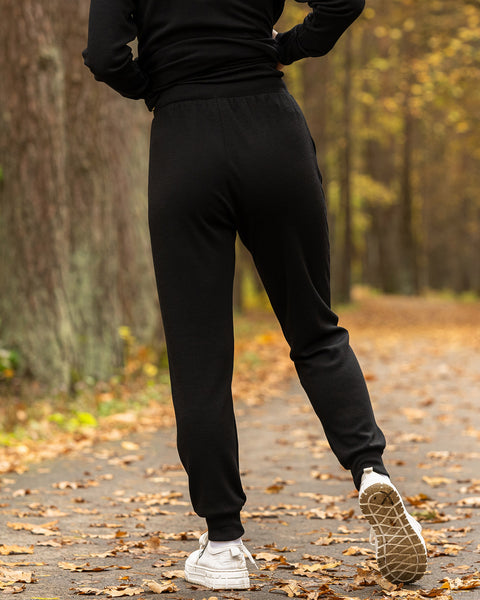 Women's Merino 250 Set of Zip Neck Top &amp; Jogger Sweatpants Black