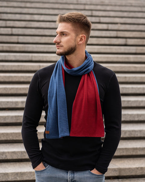 Men's Merino Scarf Denim/Royal Cherry