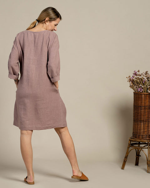 Linen Tunic Dress Selena Faded Rose