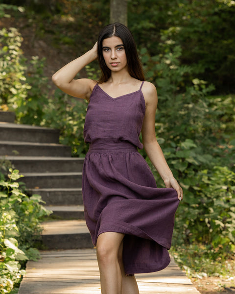Linen Midi Skirt Sophia Shadow Purple