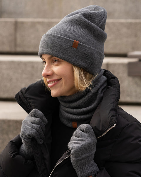 Women's Knitted Beanie, Gaiter &amp; Gloves 3-Piece Set