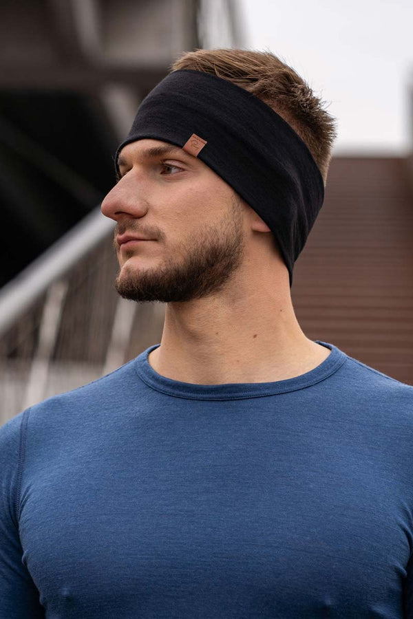 Hoofdband voor heren 160 Merino Zwart
